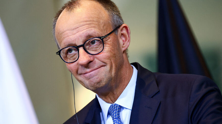 German Chancellor Friedrich Merz attends a press conference with Cyprus' President Nikos Christodoulides (not pictured), at the Chancellery Berlin, Germany, November 14, 2025. REUTERS/Lisi Niesner