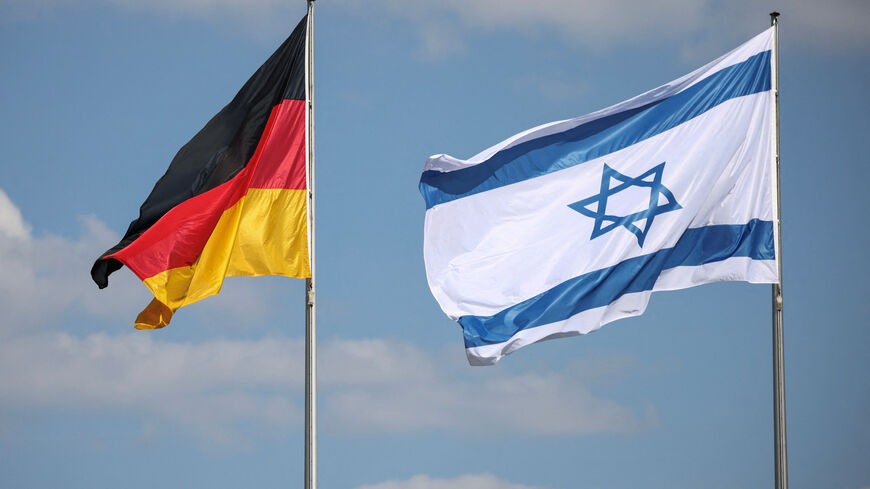 A German and Israeli flag fly, on the day Chancellor Friedrich Merz meets with Israeli President Isaac Herzog for talks, in Berlin, Germany, May 12, 2025. REUTERS/Liesa Johannssen