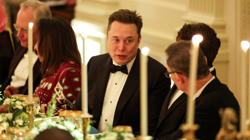 Elon Musk attends a dinner hosted by U.S. President Donald Trump for Saudi Crown Prince and Prime Minister Mohammed bin Salman, at the White House in Washington, D.C., U.S., November 18, 2025. REUTERS/Tom Brenner