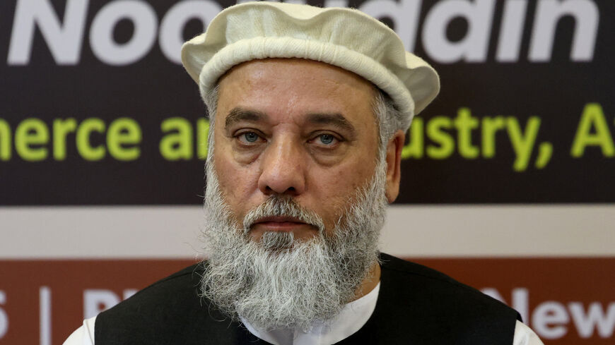 Afghanistan's Taliban Trade Minister Nooruddin Azizi addresses a delegation during a meeting in New Delhi, India, November 21, 2025. REUTERS/Bhawika Chhabra