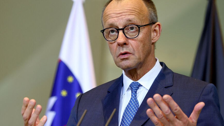 German Chancellor Friedrich Merz attends a press conference at the Chancellery in Berlin, Germany, November 28, 2025. REUTERS/Lisi Niesner