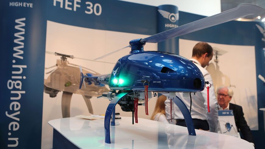 A drone is seen during the opening ceremony of the Milipol, the international exhibition of homeland security, at the Doha Exhibition and Convention Center, in Doha, on Oct. 31, 2016. 