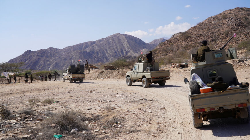 Forces of Yemen's main separatist group, the Southern Transitional Council, arrive in a mountainous area where they are launching a military operation in the southern province of Abyan, Yemen, December 15, 2025. REUTERS/Stringer