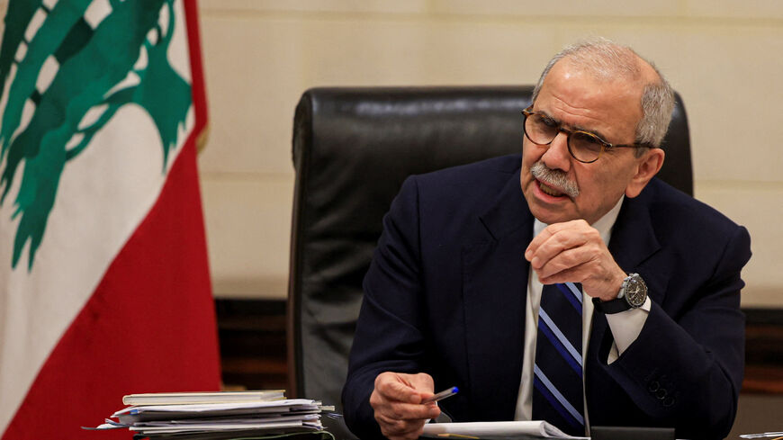 Lebanese Prime Minister Nawaf Salam speaks to journalists at the government headquarters in Beirut, Lebanon, December 3, 2025. REUTERS/Mohamed Azakir