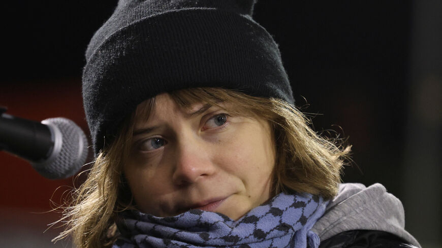 Swedish activist Greta Thunberg attends a fundraising event "An Evening of Words and Songs for Gaza" at Dalymount Park, in Dublin, Ireland, December 18, 2025. REUTERS/Cathal McNaughton