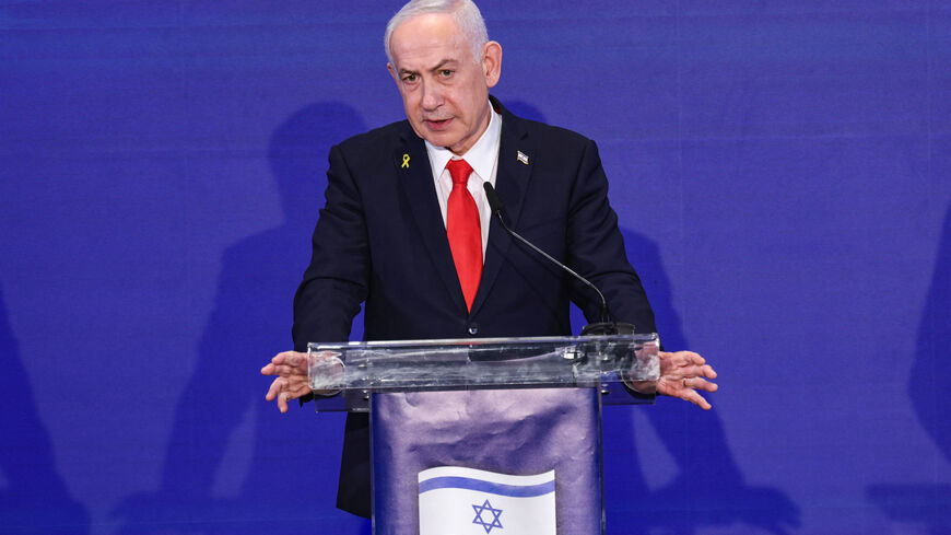Israeli Prime Minister Benjamin Netanyahu speaks during a joint press conference with Cypriot President Nikos Christodoulides and Greek Prime Minister Kyriakos Mitsotakis (not pictured) after a trilateral meeting at the Citadel of David Hotel, in Jerusalem, December 22, 2025.  ABIR SULTAN/Pool via REUTERS