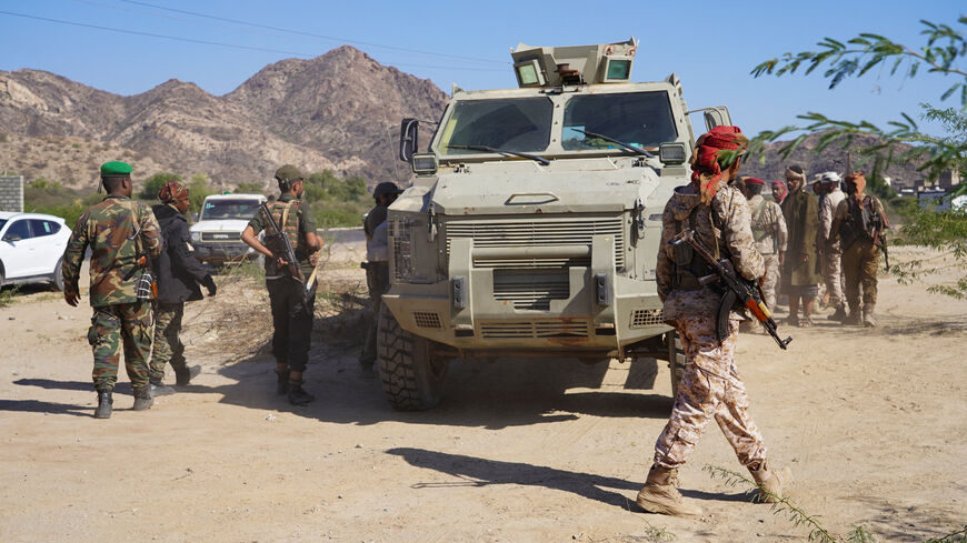 Members of the forces of Yemen's main separatist group, the Southern Transitional Council, gather in a mountainous area where they are launching a military operation in the southern province of Abyan, Yemen, December 15, 2025. REUTERS/Stringer