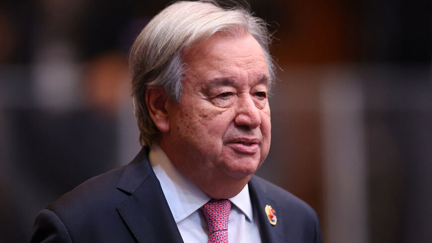 FILE PHOTO: U.N. Secretary-General Antonio Guterres attends the 15th ASEAN - United Nations (UN) Summit, as part of the 47th ASEAN Summit in Kuala Lumpur, Malaysia October 27, 2025. REUTERS/Chalinee Thirasupa/Pool/ File Photo
