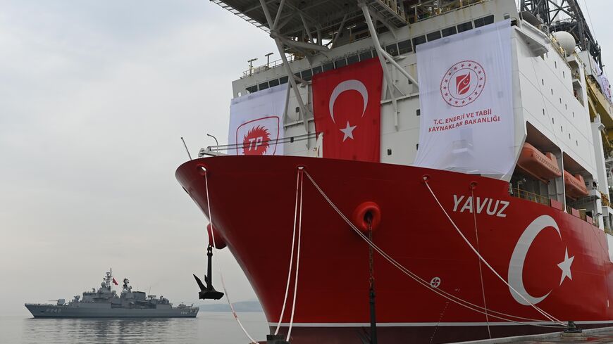 A picture taken at the port of Dilovasi, outside Istanbul, on June 20, 2019, shows the drilling ship Yavuz scheduled to search for oil and gas off Cyprus.