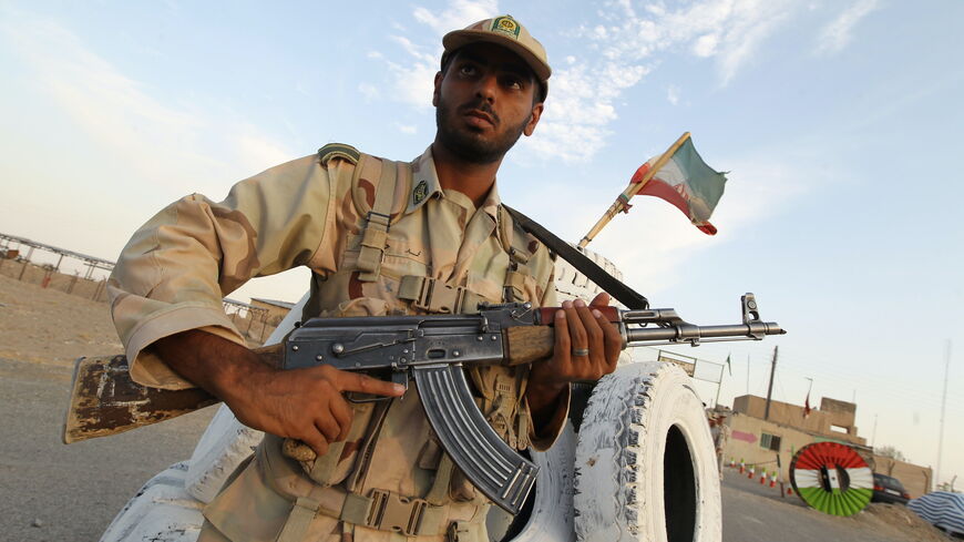 Iranian soldiers keep watch at a patrol post in Zabol, southeastern Iran, near the Afghan border, on Oct. 10, 2012. 