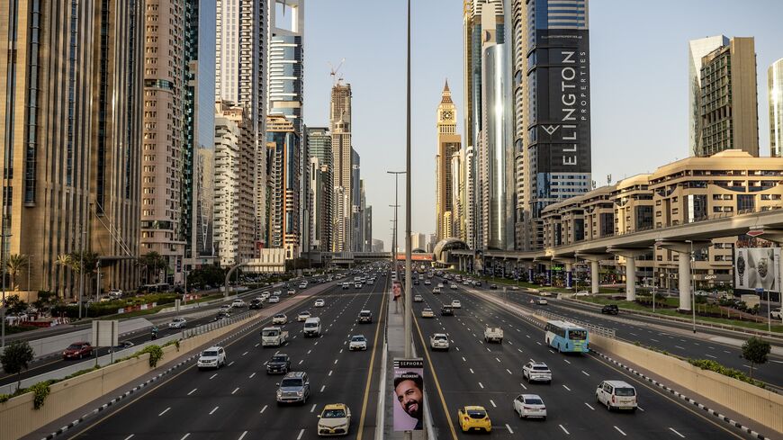 Traffic moves on Sheikh Zayed Road in Dubai on March 24, 2025. 