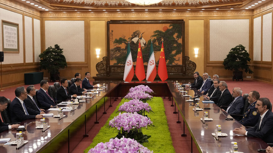 Iranian President Masoud Pezeshkian(R-4) attends a meeting with Chinese President Xi Jinping(L-4) at The Great Hall of the People on Sept. 2, 2025 in Beijing, China.