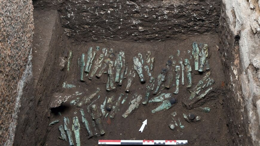 The funerary figurines discovered inside a tomb of the ancient Egyptian capital of Tanis