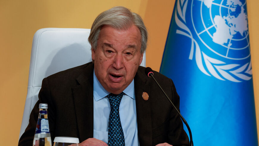 United Nations Secretary-General Antonio Guterres speaks on the day of the Second World Summit for Social Development, focusing on advancing social development and reaffirming commitments to the Copenhagen Declaration, in Doha, Qatar, November 4, 2025. REUTERS/Ibraheem Abu Mustafa
