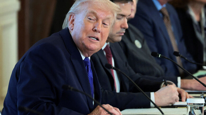 U.S. President Donald Trump, and Secretary of State Marco Rubio attend a meeting with oil industry executives, at the White House in Washington, D.C., U.S., January 9, 2026. REUTERS/Evelyn Hockstein