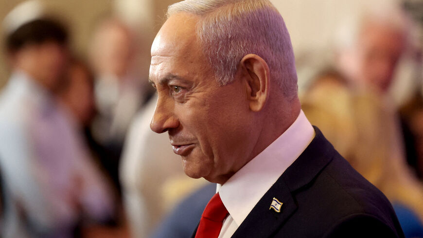 FILE PHOTO: Israeli Prime Minister Benjamin Netanyahu attends a conference in Jerusalem, July 27, 2025. REUTERS/Ronen Zvulun/File Photo