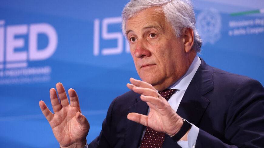 Italian Minister of Foreign Affairs Antonio Tajani attends the annual MED Dialogues conference that brings together regional and international experts to discuss security and socio-economic issues in the Mediterranean, in Naples, Italy October 16, 2025. REUTERS/Ciro De Luca