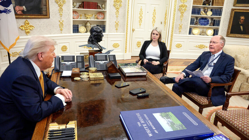 U.S. President Donald Trump is interviewed by Reuters White House correspondent Steve Holland during an exclusive interview in the Oval Office in the White House in Washington, D.C., U.S., January 14, 2026. REUTERS/Evelyn Hockstein