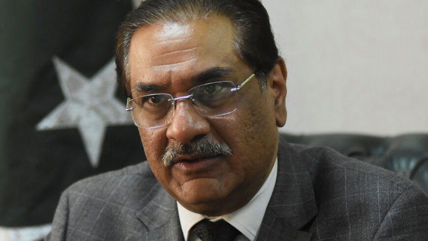 Minister for Defence Production Muhammad Raza Hayat Harraj speaks during an interview with Reuters in Islamabad, Pakistan, January 14, 2026. REUTERS/Waseem Khan