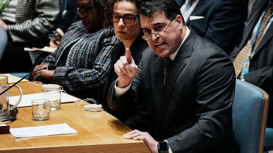 Iranian human rights activist Ahmad Batebi speaks during a meeting of the United Nations Security Council on Iran at the request of the United States at U.N. headquarters in New York City, U.S., January 15, 2026. REUTERS/Eduardo Munoz