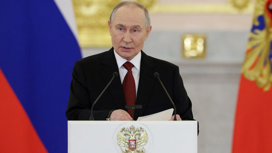 Russian President Vladimir Putin delivers a speech during a ceremony to receive letters of credence from newly appointed foreign ambassadors at the Grand Kremlin Palace in Moscow, Russia, January 15, 2026. REUTERS/Ramil Sitdikov/Pool