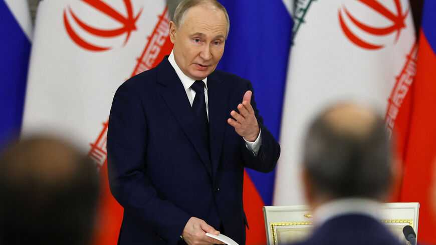 FILE PHOTO: Russian President Vladimir Putin speaks on the day he attends a documents signing ceremony with Iranian President Masoud Pezeshkian in Moscow, Russia January 17, 2025. REUTERS/Evgenia Novozhenina/Pool/ File Photo