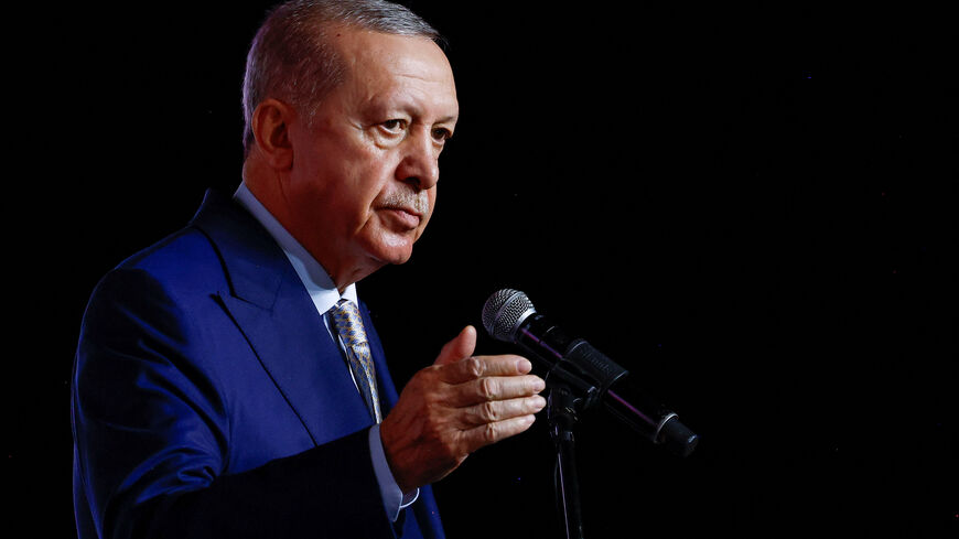 Turkey's President Tayyip Erdogan speaks to the media at the end of the G20 Leaders' Summit in Johannesburg, South Africa, November 23, 2025. REUTERS/Thomas Mukoya