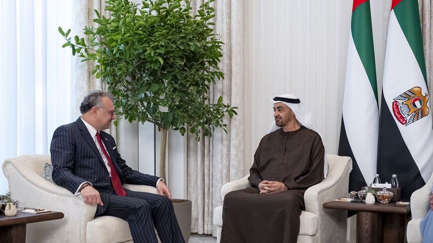 US Senior Advisor for Arab and African Affairs Massad Boulos (L) meets with UAE President Sheikh Mohamed bin Zayed Al Nahyan in Abu Dhabi, Jan. 8, 2026. 