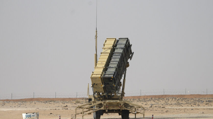 A Patriot missile battery is seen near Prince Sultan air base at al-Kharj on Feb. 20, 2020. 