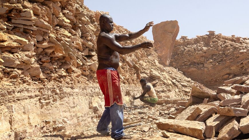 Labourers at a quarry outside Mandera town where the highest infection rates of the parasitic disease Kala-Azar have been recorded 