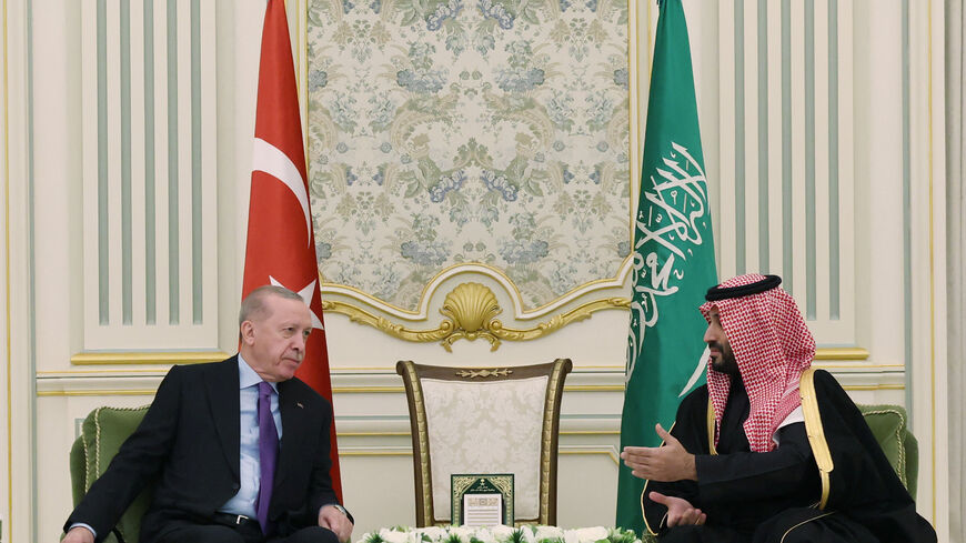 Turkish President Tayyip Erdogan meets with Saudi Crown Prince Mohammed bin Salman in Riyadh, Saudi Arabia, February 3, 2026. Murat Cetinmuhurdar/Turkish Presidential Press Office/Handout via REUTERS