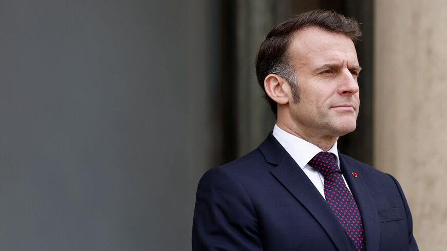 French President Emmanuel Macron waits for the arrival of a guest at the Elysee Palace in Paris, France, February 6, 2026. REUTERS/Benoit Tessier