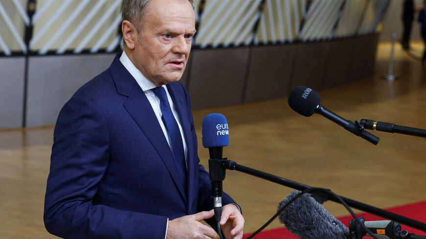 Polish Prime Minister Donald Tusk speaks to the media in Brussels, Belgium January 22, 2026. REUTERS/Yves Herman