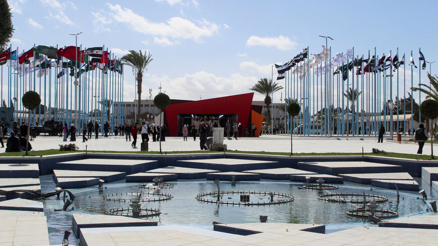 The main entrance to the Damascus International Book Fair, in Damascus, Syria, February 10, 2026. REUTERS/Firas Makdesi