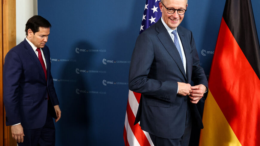 German Chancellor Friedrich Merz meets U.S. Secretary of State Marco Rubio during the Munich Security Conference (MSC) in Munich, Germany, February 13, 2026. REUTERS/Liesa Johannssen/Pool