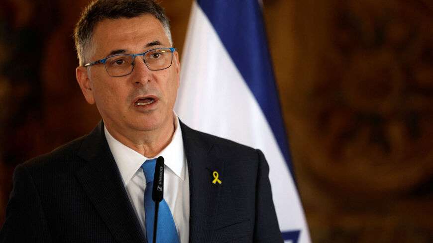 Israel's Foreign Minister Gideon Saar speaks during a press conference at Czech Foreign Ministry headquarters in Prague, Czech Republic, January 20, 2026. REUTERS/David W Cerny