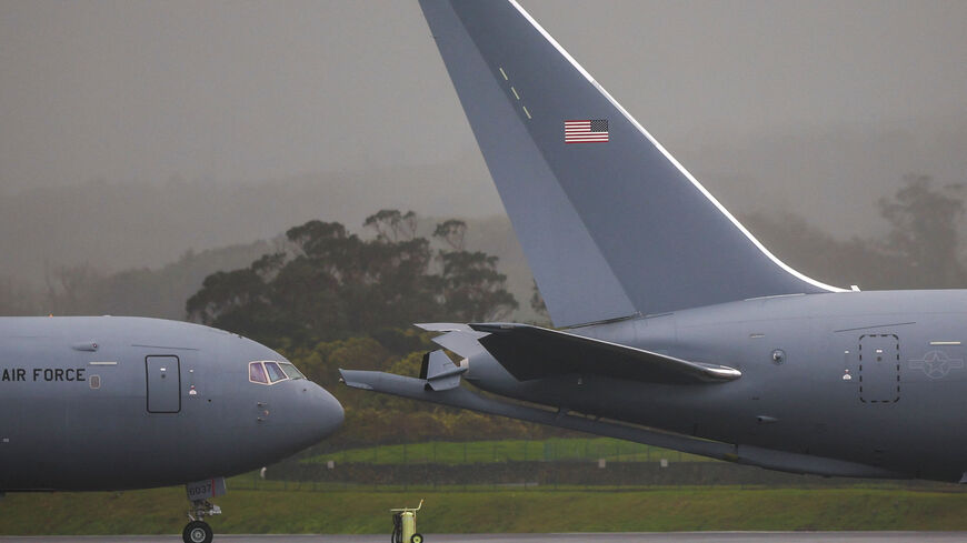 U.S. military planes on the tarmac of Lajes air base in Terceira island, Azores, Portugal, February 21, 2026. REUTERS/Pedro Nunes