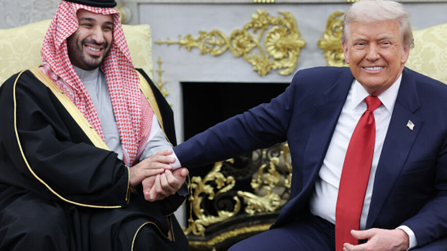 US President Donald Trump meets with Crown Prince and Prime Minister Mohammed bin Salman of Saudi Arabia during a bilateral meeting in the Oval Office of the White House on November 18, 2025 in Washington, DC. (Win McNamee/Getty Images)