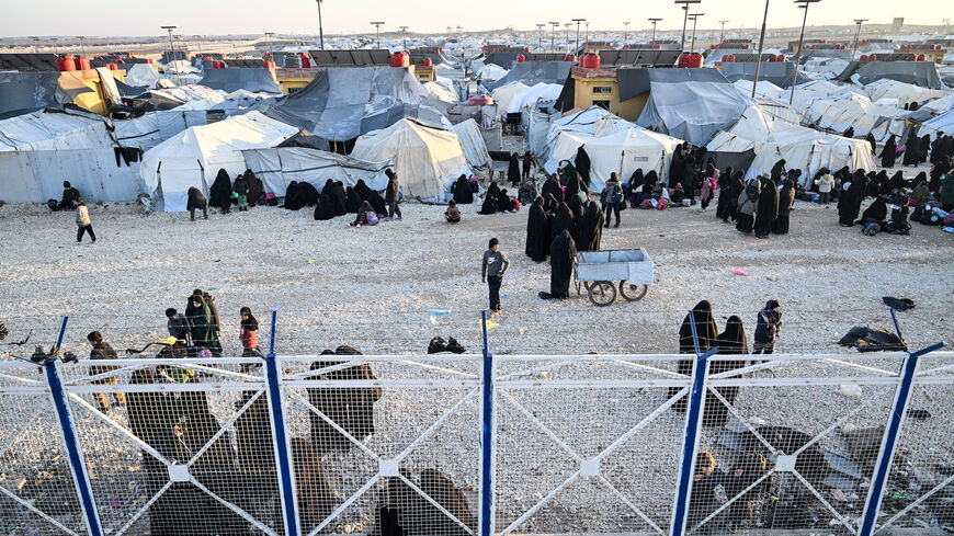 Women and children seen inside al-Hol camp, amongst them some 6,200 women and children from around 40 nationalities, and including relatives of suspected Islamic State jihadists in the desert region of Hasakah province on Jan. 25, 2026 in Al Hasakah, Syria. 