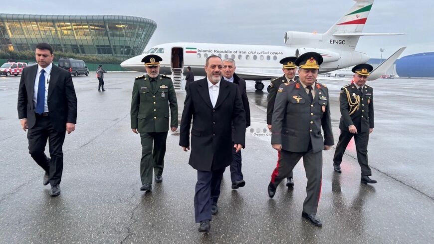Iran’s Minister of Defense Brig. Gen. Aziz Nasirzadeh arrives in Baku, Feb. 6, 2026.