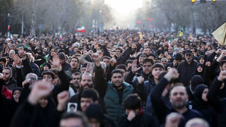 People rally after Iran's Supreme Leader Ayatollah Ali Khamenei was killed in Israeli and U.S. strikes on Saturday, in Tehran, Iran, March 1, 2026. Majid Asgaripour/WANA (West Asia News Agency) via REUTERS