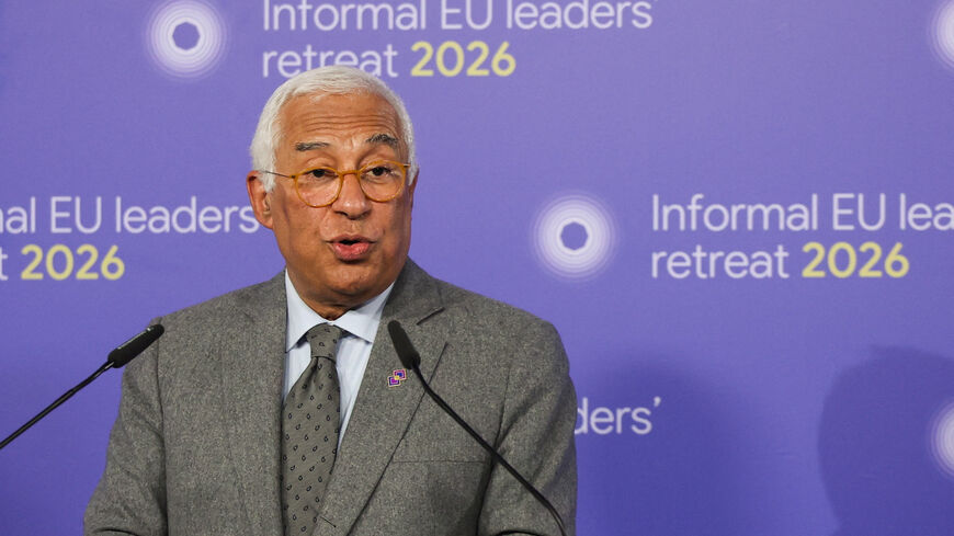 European Council’s President Antonio Costa speaks during a press conference on the day of an informal European Union leaders retreat at Alden Biesen castle, Belgium, February 12, 2026. REUTERS/Murad Sezer
