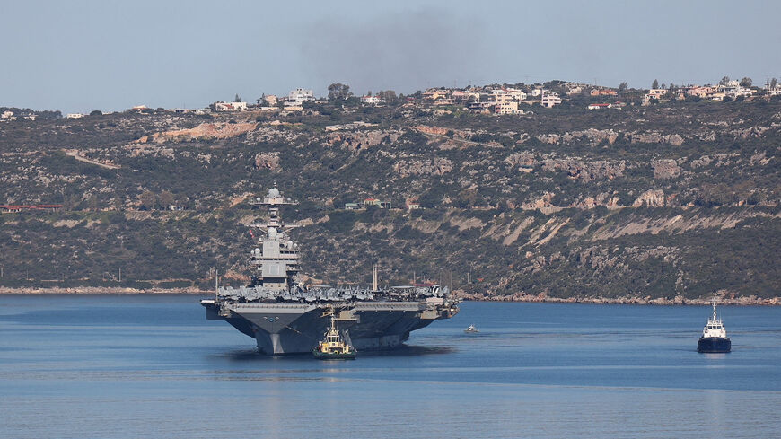 FILE PHOTO: USS Gerald R. Ford aircraft carrier leaves Souda Bay on the island of Crete, Greece, February 26, 2026. REUTERS/Makis Kartsonakis/File Photo