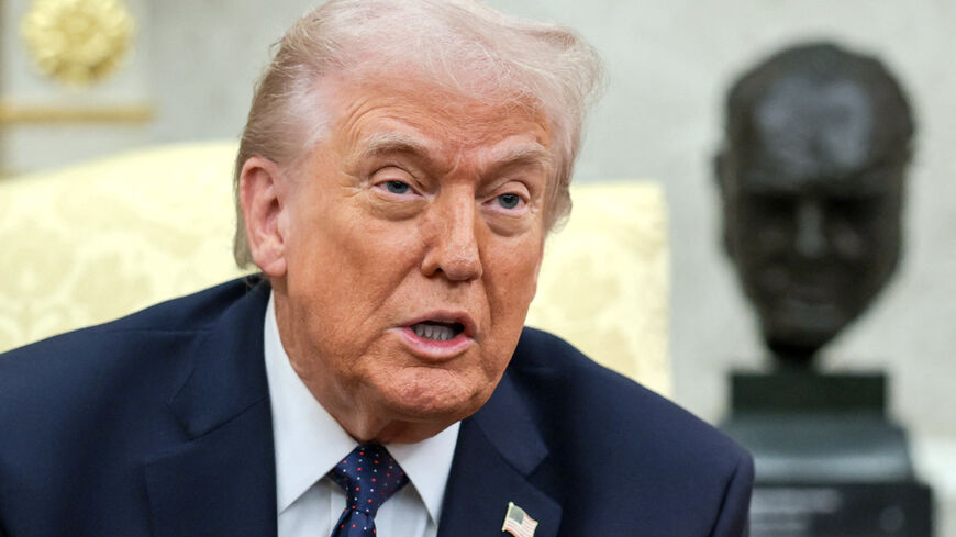 U.S. President Donald Trump speaks as he meets with German Chancellor Friedrich Merz in the Oval Office at the White House in Washington, D.C., U.S., March 3, 2026. REUTERS/Jonathan Ernst