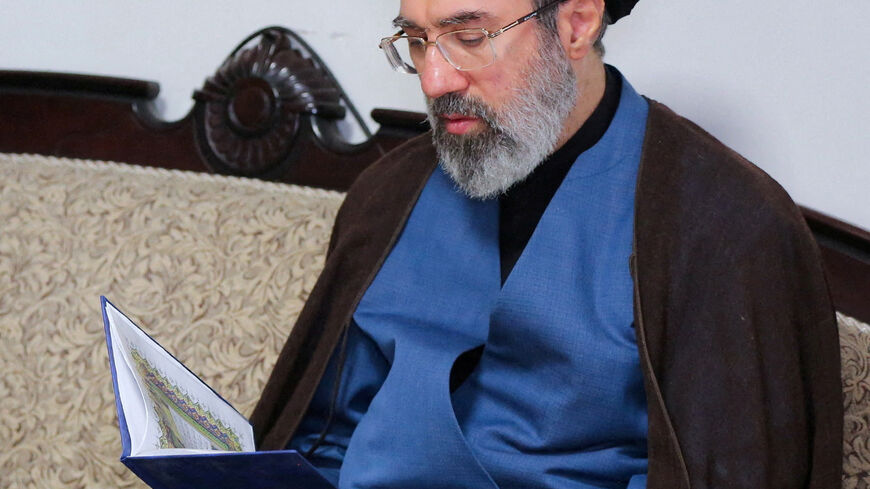 FILE PHOTO: Mojtaba Khamenei, the second son of Iran's late Supreme Leader Ayatollah Ali Khamenei, visits Hezbollah's office in Tehran, Iran, October 1, 2024. Office of the Iranian Supreme Leader/WANA (West Asia News Agency)/Handout via REUTERS/File Photo