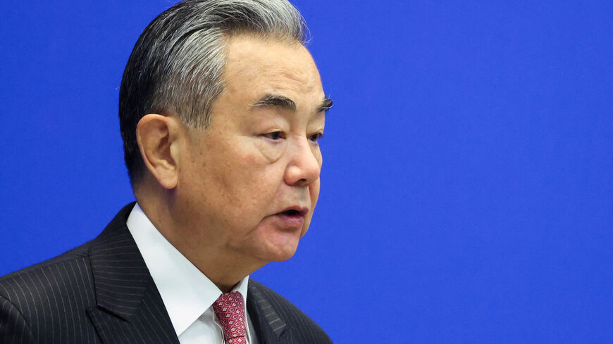 Chinese Foreign Minister Wang Yi delivers his speech at the opening ceremony of the Lanting Forum in Beijing, China, October 27, 2025. REUTERS/Maxim Shemetov