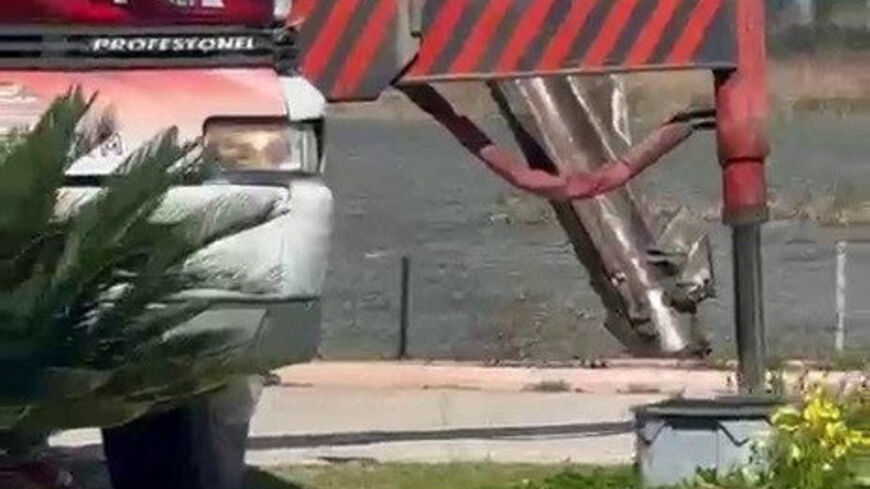Debris of a NATO air defence system that intercepted a missile launched from Iran is seen in Dortyol, in southern Hatay province, Turkey, March 4, 2026 in this screengrab from video. Ihlas News Agency (IHA) via REUTERS