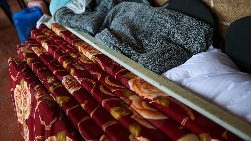 Mattresses in a pile, as refugees and displaced migrant workers shelter in St. Joseph Church, following an escalation between Hezbollah and Israel amid the U.S.-Israeli conflict with Iran, in Beirut, Lebanon, March 6, 2026. REUTERS/Claudia Greco