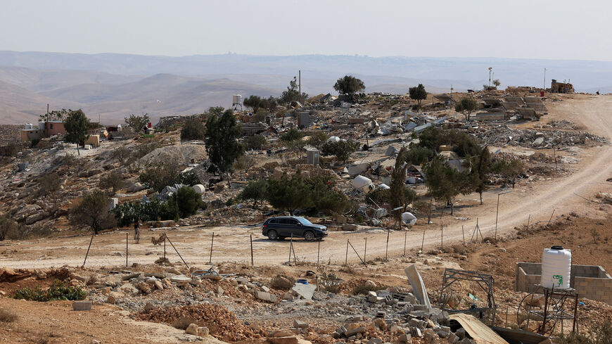 Demolished structures are seen in Khallit al-Dabe in Masafer Yatta near Hebron in the Israeli-occupied West Bank, November 4, 2025. REUTERS/Mussa Qawasma