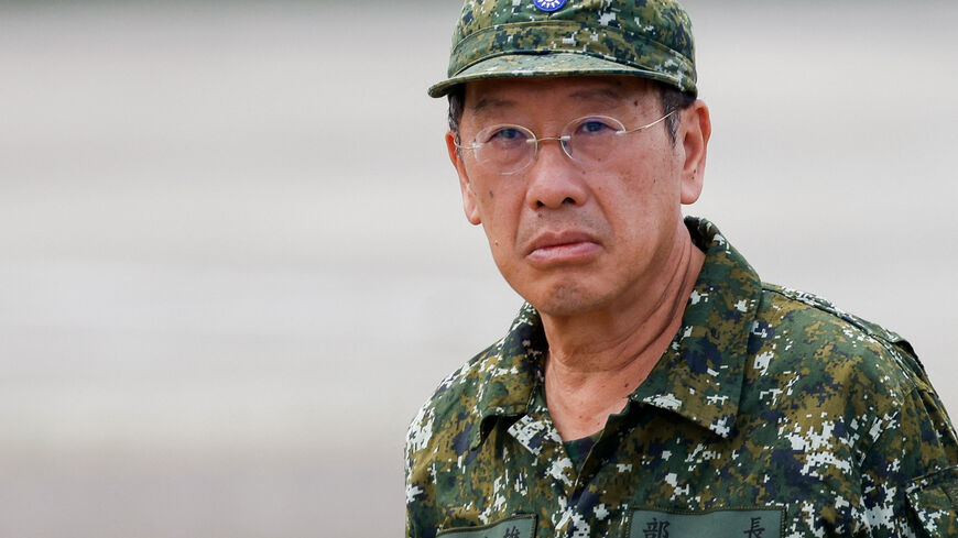 Taiwan's Defence Minister Wellington Koo reacts during the annual Han Kuang military exercise in Kaohsiung, Taiwan July 14, 2025. REUTERS/Ann Wang